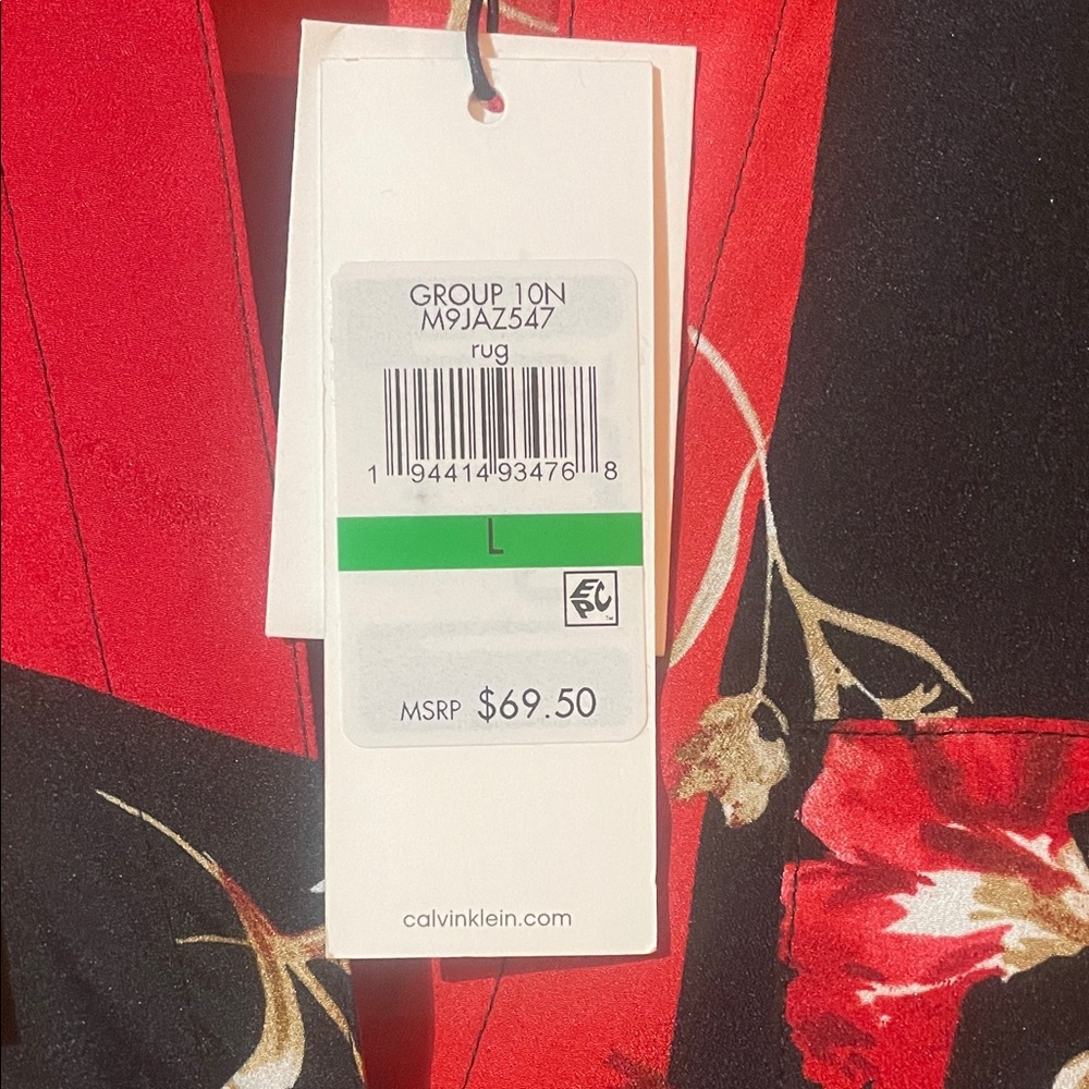 NWT - Calvin Klein Women's Patchwork Floral Blouse - Red, Black, Gold - Picture 5 of 7